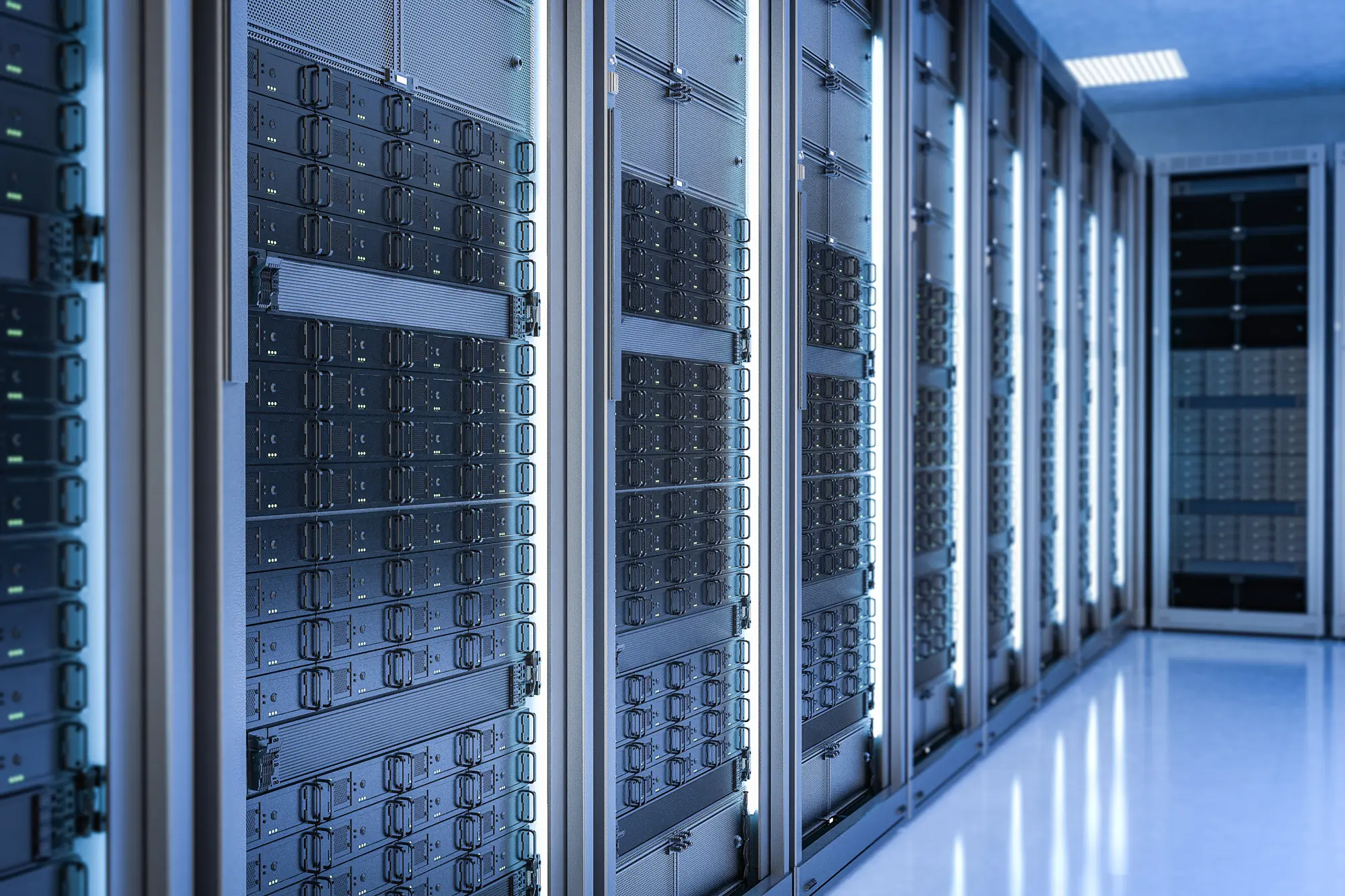 Data center with server racks