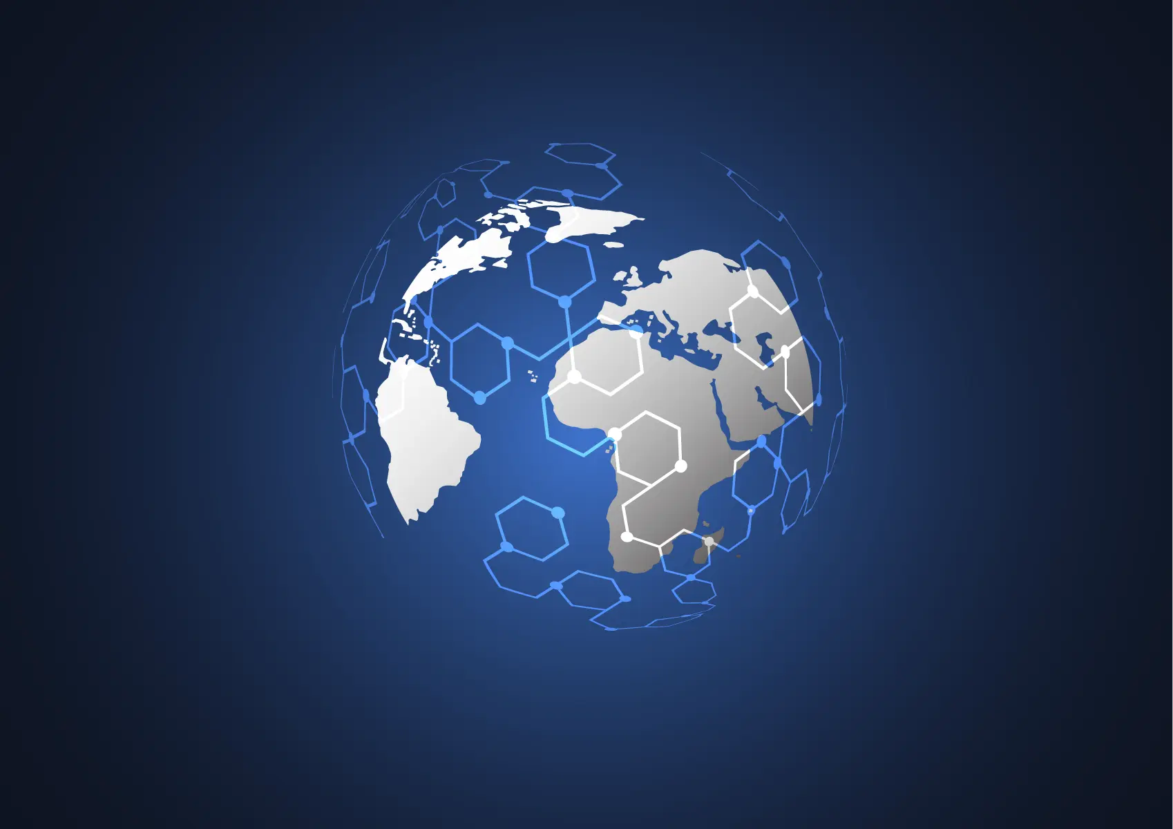 Glowing blue and white globe