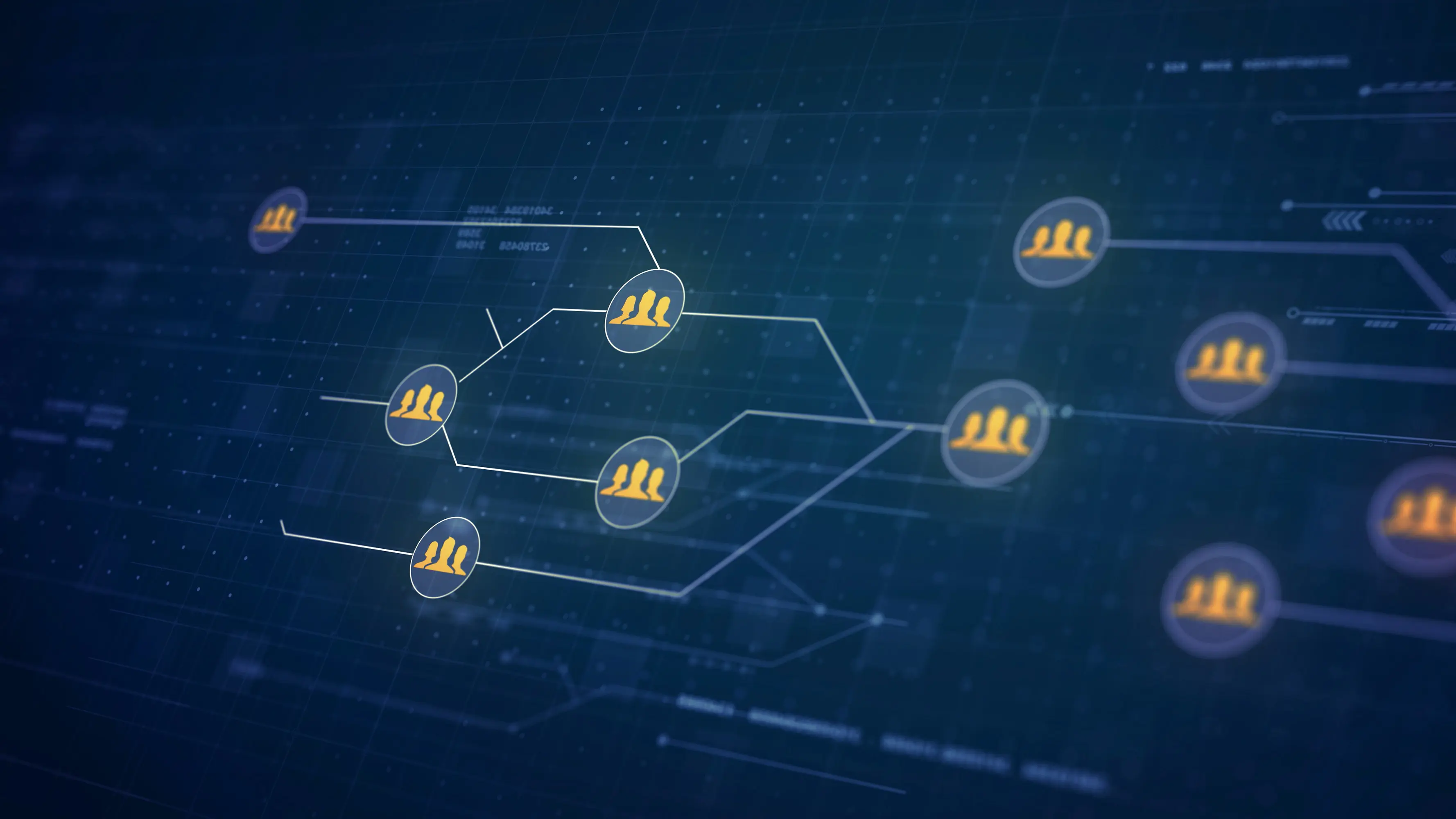 Network diagram with connected node icons