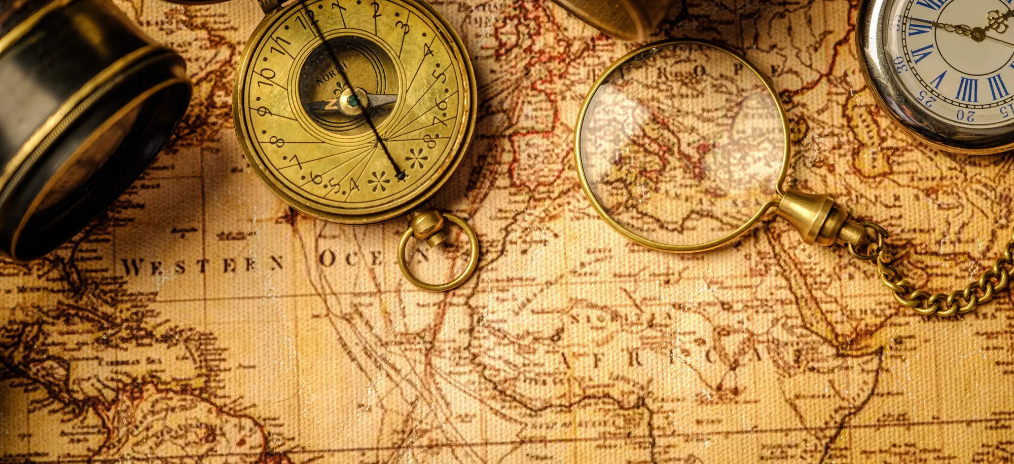 Antique map with compass